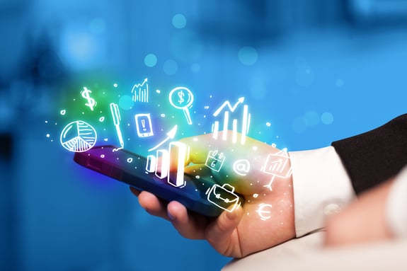 mobile phone with finance symbols